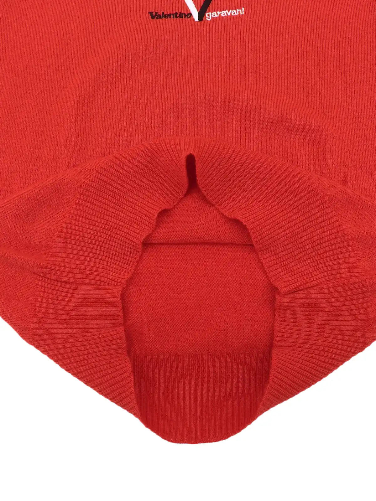 ロゴ刺繍長袖ニットトップス レッド