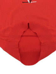Logo Embroidered Long Sleeve Knit Top in Red
