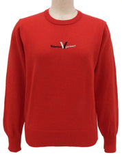 Logo Embroidered Long Sleeve Knit Top in Red