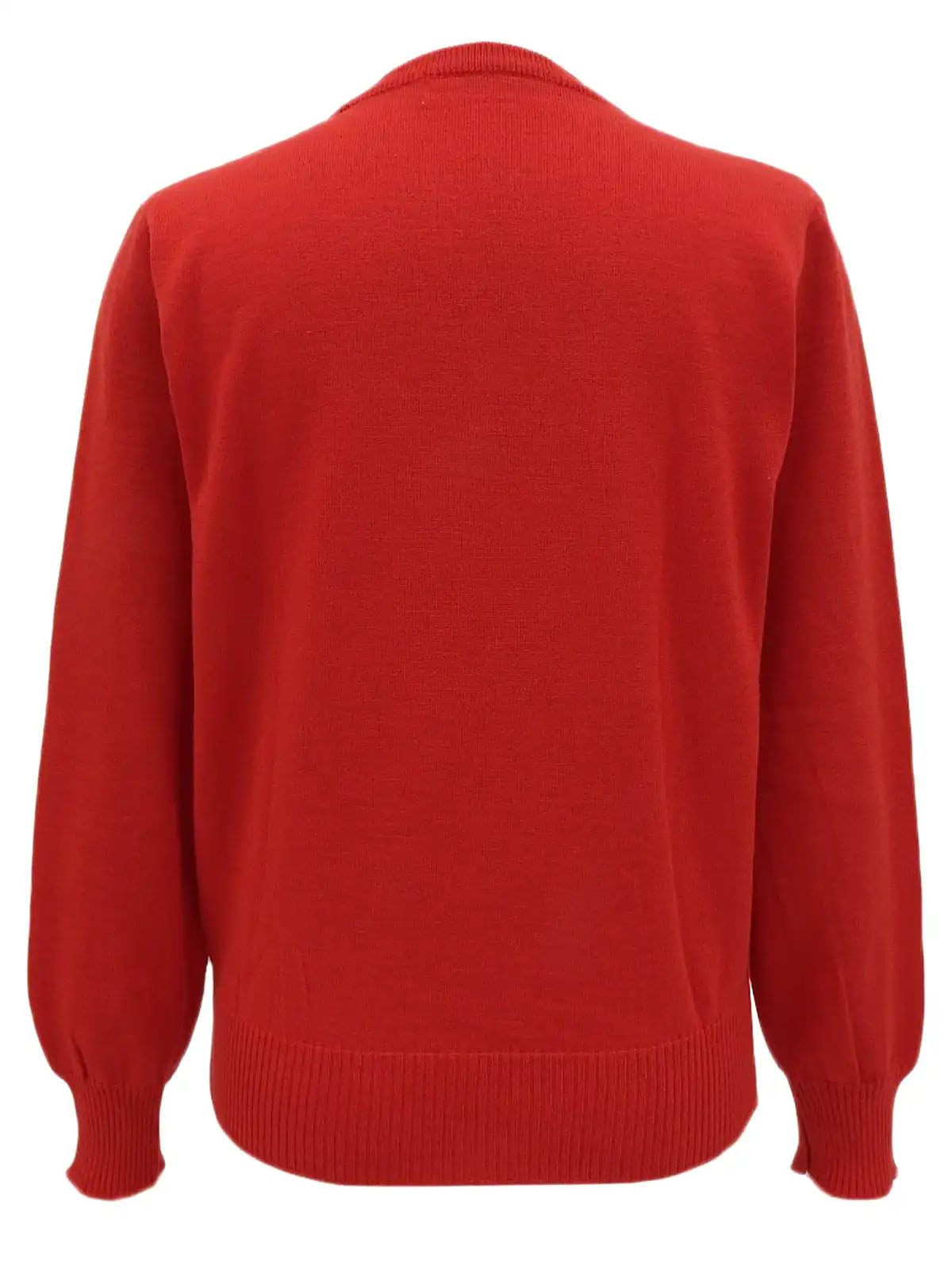 Logo Embroidered Long Sleeve Knit Top in Red