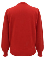 ロゴ刺繍長袖ニットトップス レッド