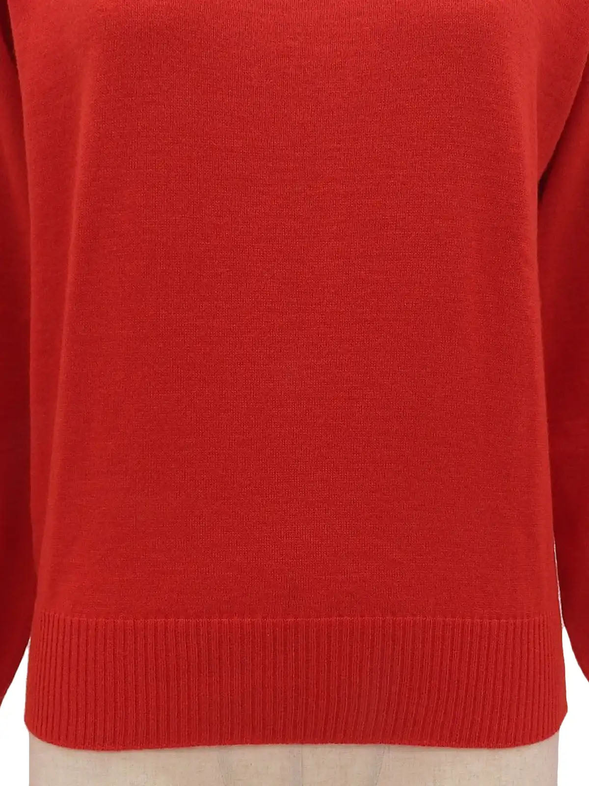 ロゴ刺繍長袖ニットトップス レッド