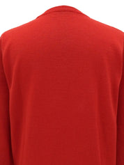 Logo Embroidered Long Sleeve Knit Top in Red