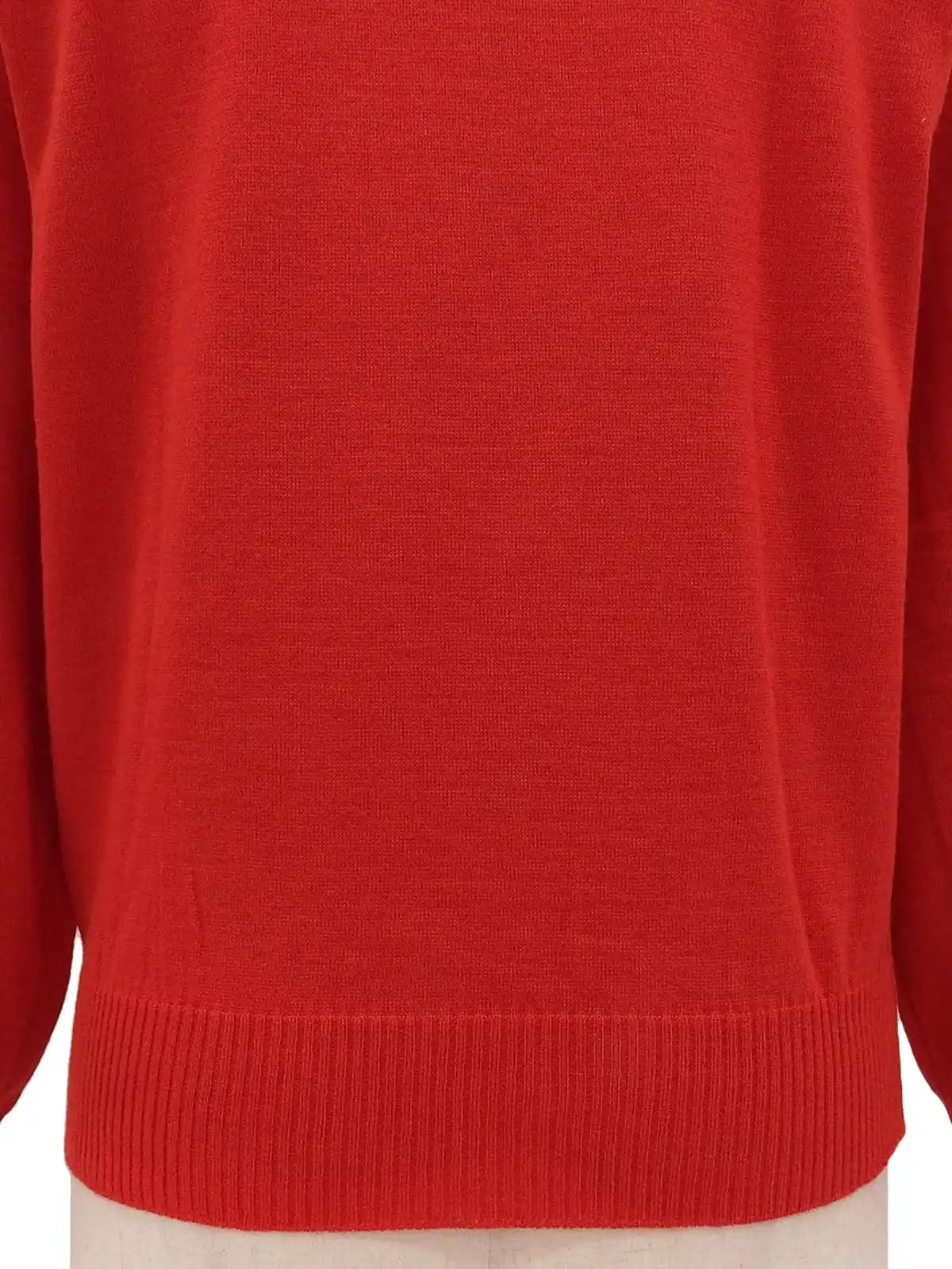 ロゴ刺繍長袖ニットトップス レッド