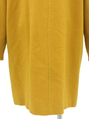 Wool collarless long coat in mustard yellow