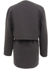 Cashmere collarless coat in charcoal gray
