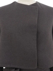 Cashmere collarless coat in charcoal gray