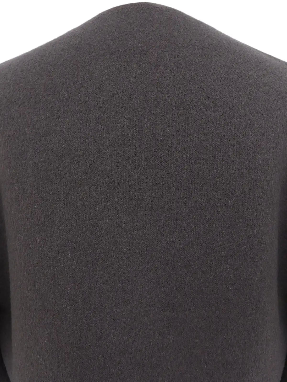 Cashmere collarless coat in charcoal gray