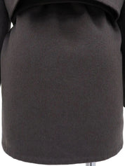 Cashmere collarless coat in charcoal gray