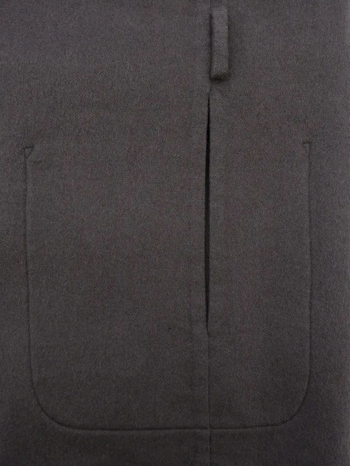 Cashmere collarless coat in charcoal gray