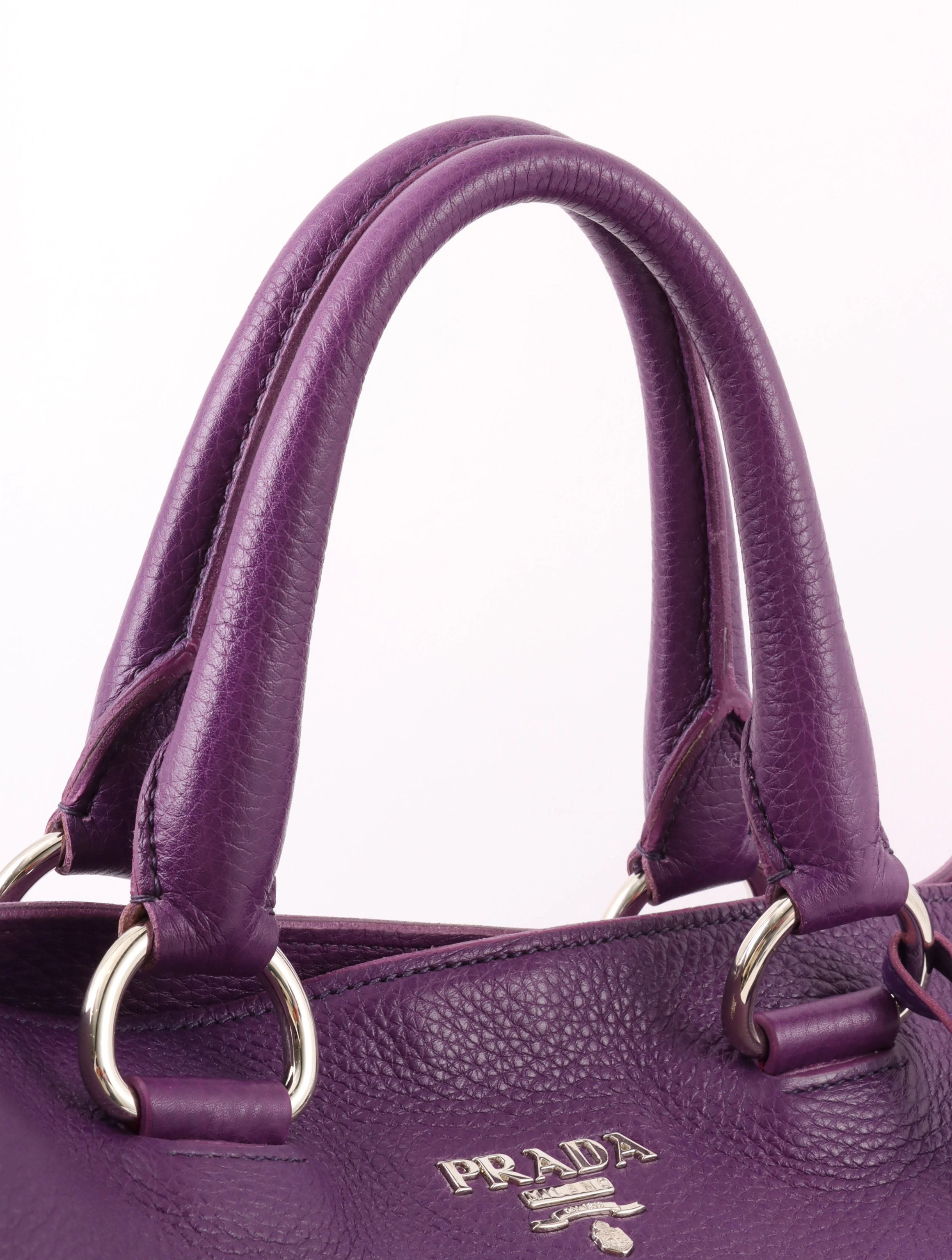 Purple Leather Logo Plate 2-Way Bag