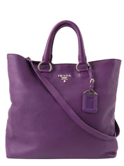 Purple Leather Logo Plate 2-Way Bag