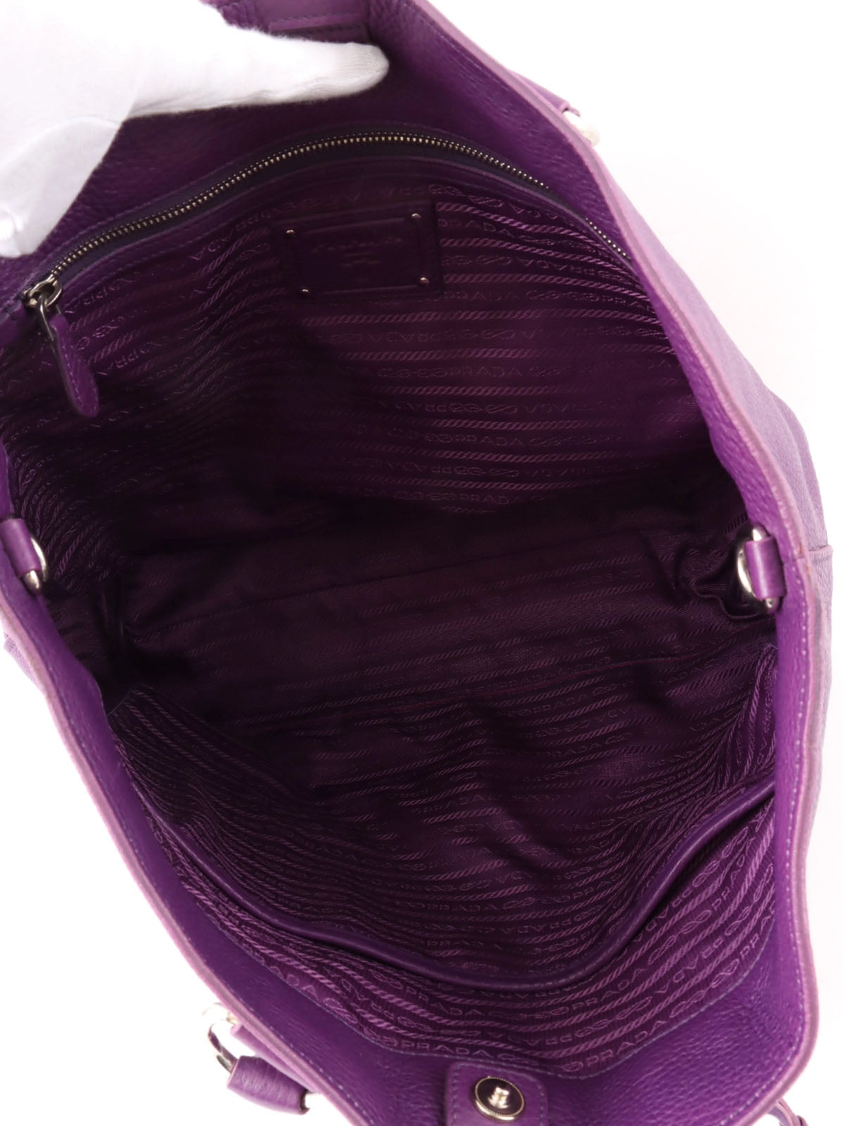 Purple Leather Logo Plate 2-Way Bag