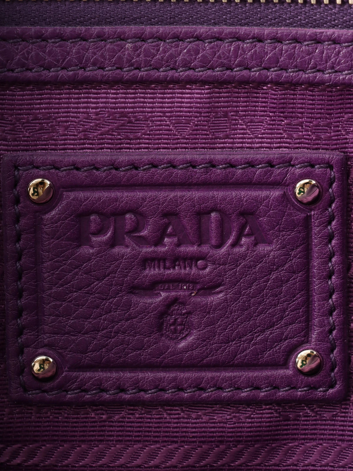 Purple Leather Logo Plate 2-Way Bag