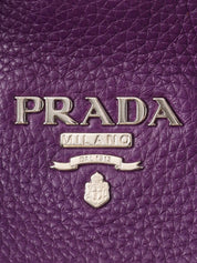 Purple Leather Logo Plate 2-Way Bag
