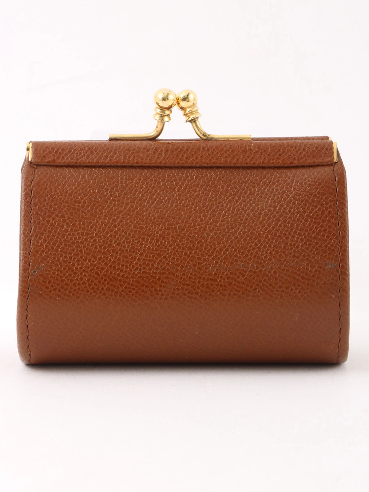 Leather logo plate coin purse, brown