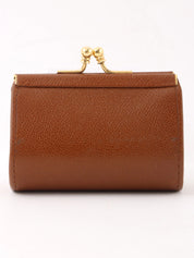 Leather logo plate coin purse, brown