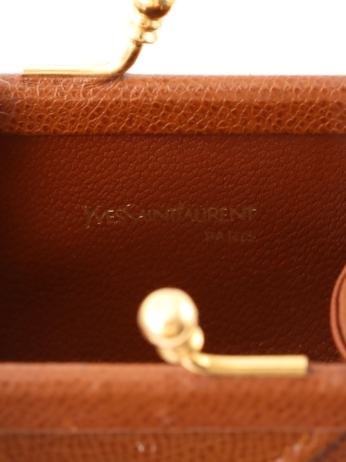 Leather logo plate coin purse, brown