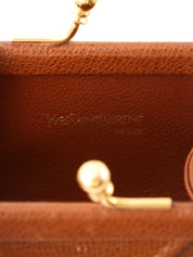 Leather logo plate coin purse, brown