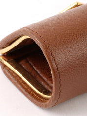 Leather logo plate coin purse, brown