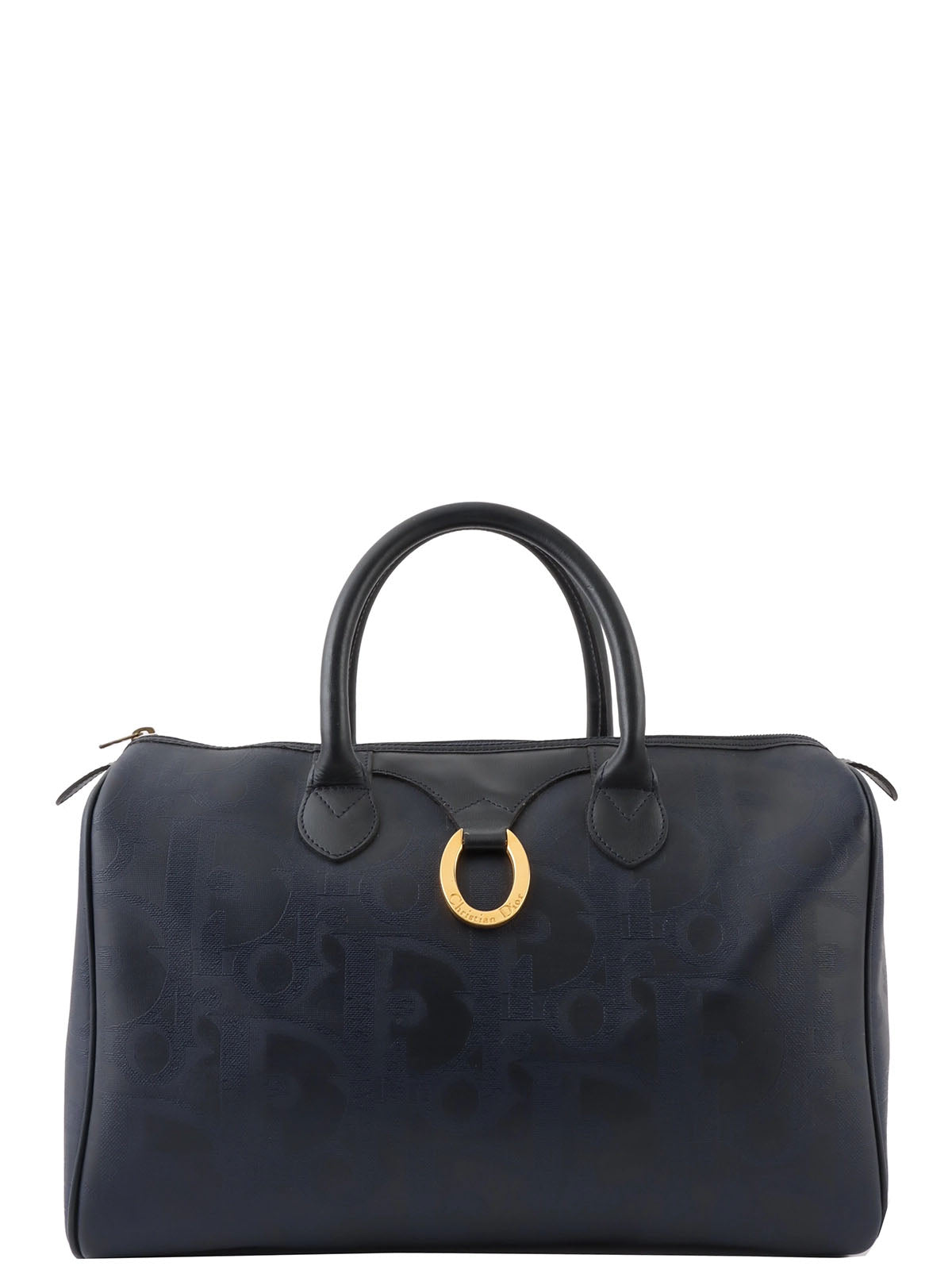 Trotter Pattern Logo Plate Boston Bag Navy