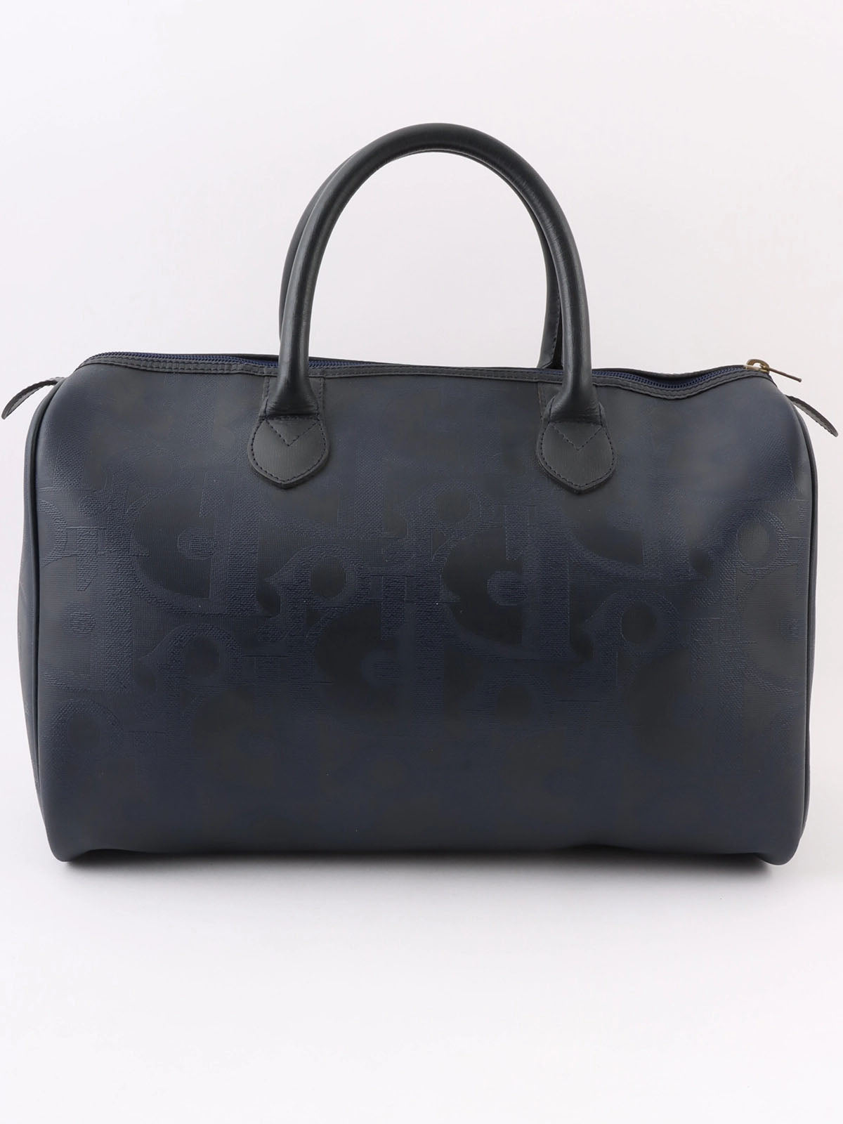 Trotter Pattern Logo Plate Boston Bag Navy
