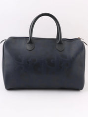 Trotter Pattern Logo Plate Boston Bag Navy