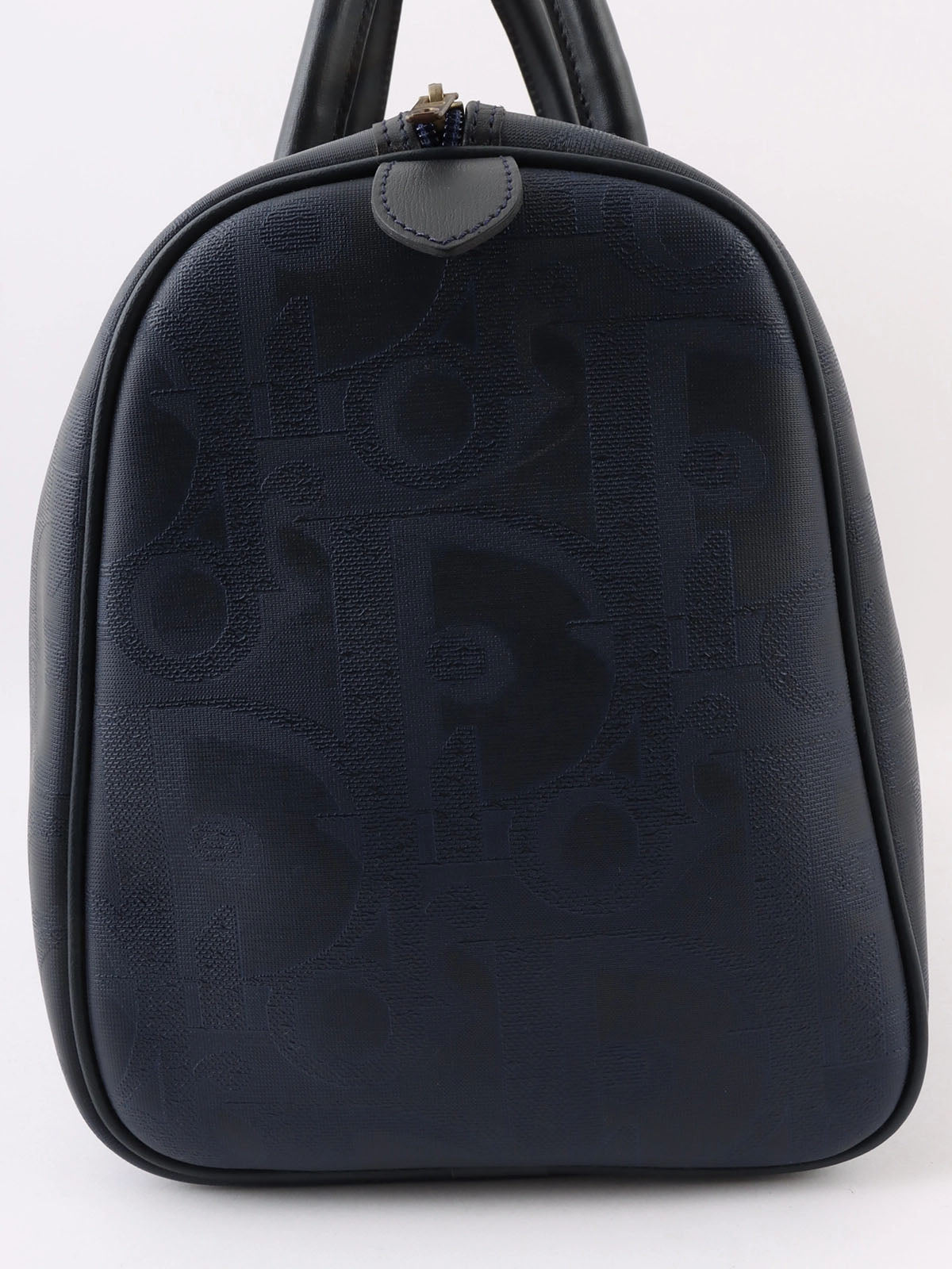 Trotter Pattern Logo Plate Boston Bag Navy