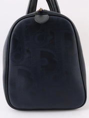Trotter Pattern Logo Plate Boston Bag Navy