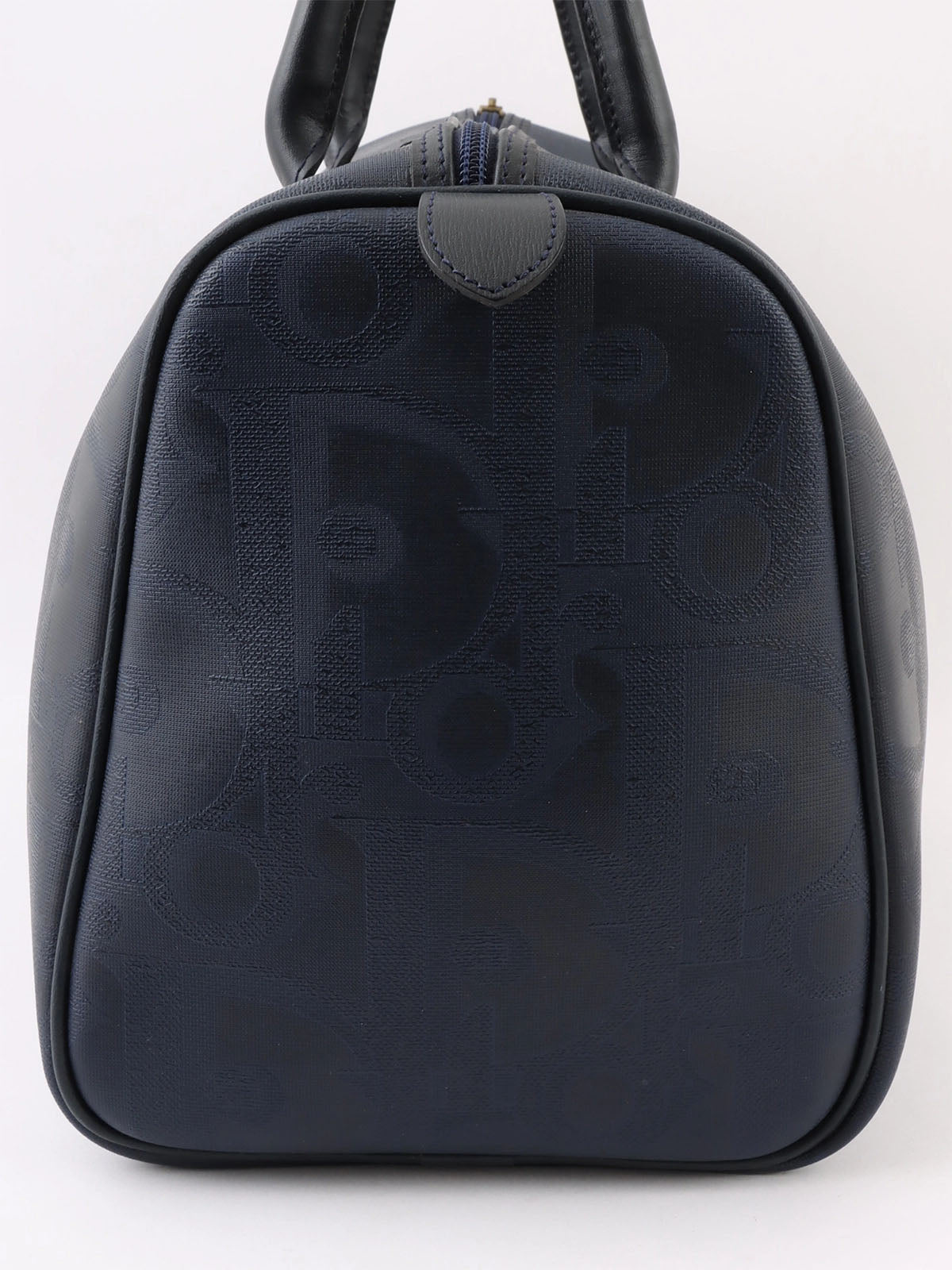 Trotter Pattern Logo Plate Boston Bag Navy