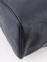 Trotter Pattern Logo Plate Boston Bag Navy