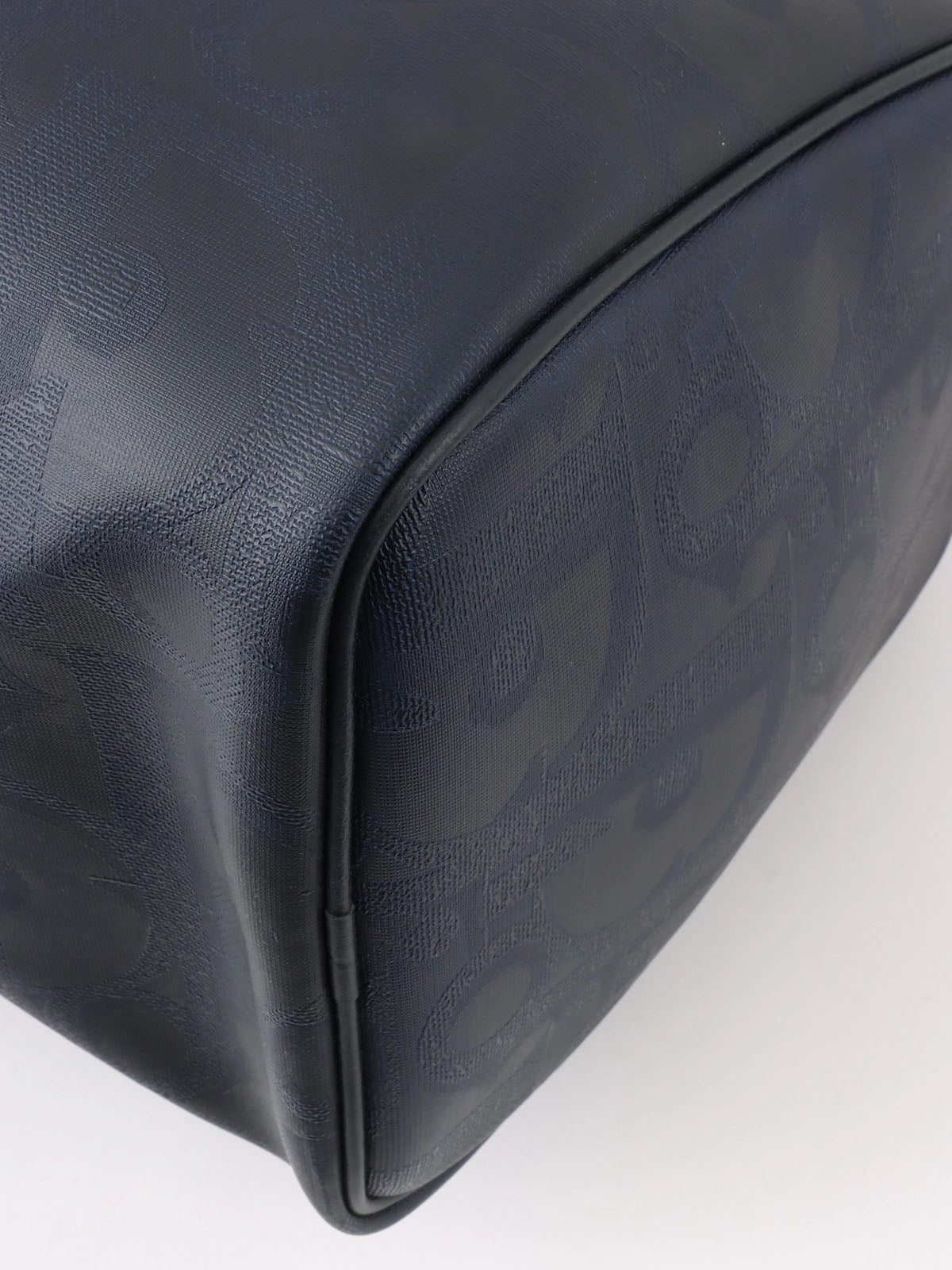 Trotter Pattern Logo Plate Boston Bag Navy