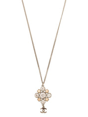 2011 Rhinestone Diamond Motif CC Mark Swing Necklace Silver/Champagne