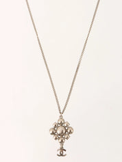 2011 Rhinestone Diamond Motif CC Mark Swing Necklace Silver/Champagne