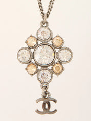 2011 Rhinestone Diamond Motif CC Mark Swing Necklace Silver/Champagne