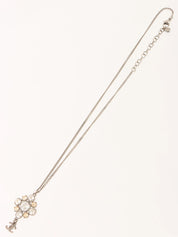 2011 Rhinestone Diamond Motif CC Mark Swing Necklace Silver/Champagne