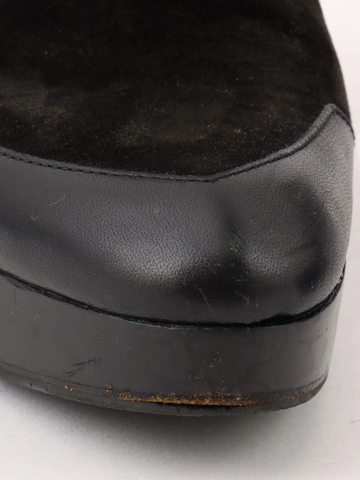 Black Mouton Leather Combination Macadam Stud Clog Sandals