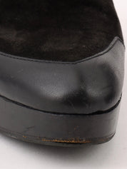 Black Mouton Leather Combination Macadam Stud Clog Sandals