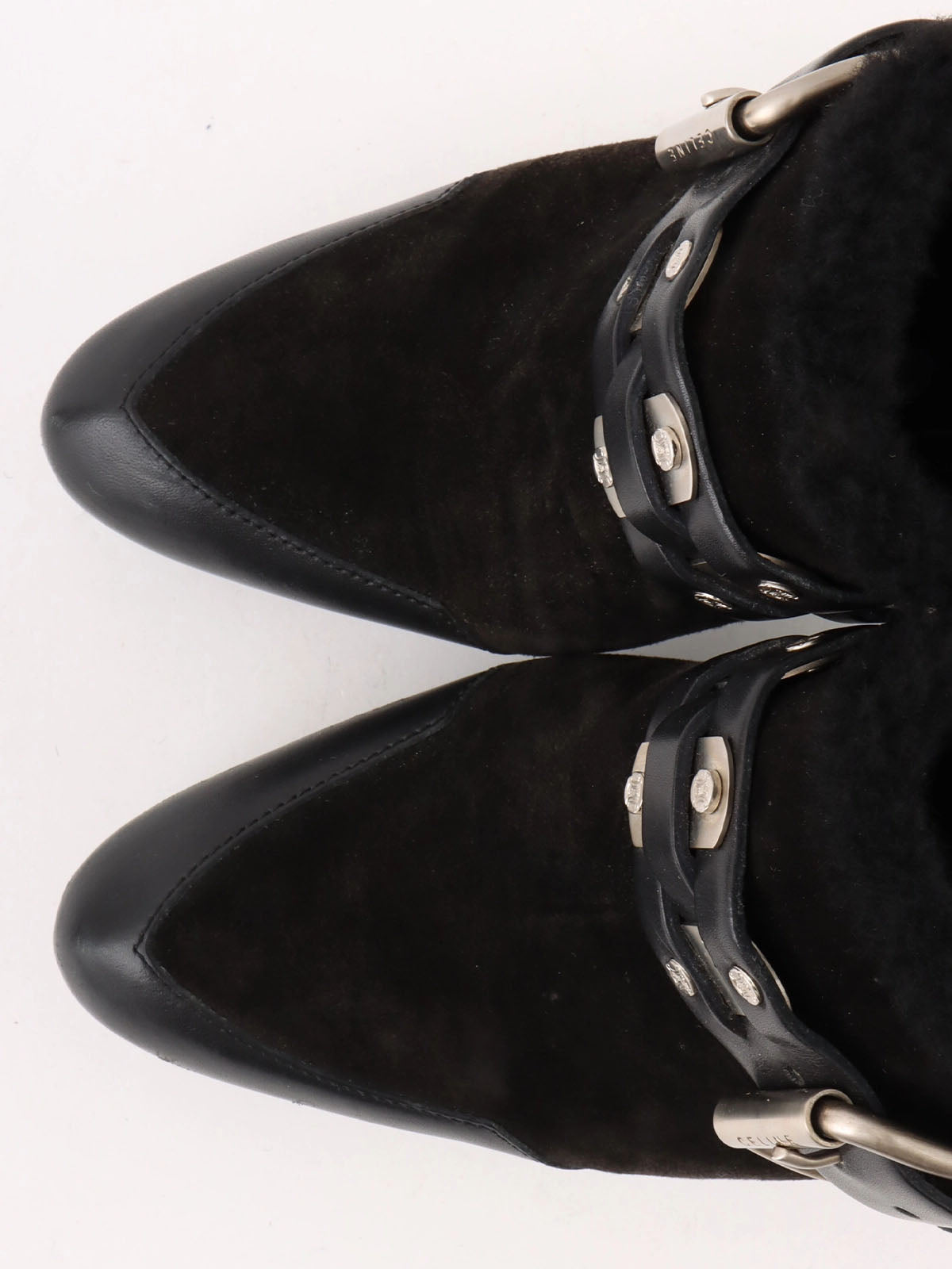 Black Mouton Leather Combination Macadam Stud Clog Sandals