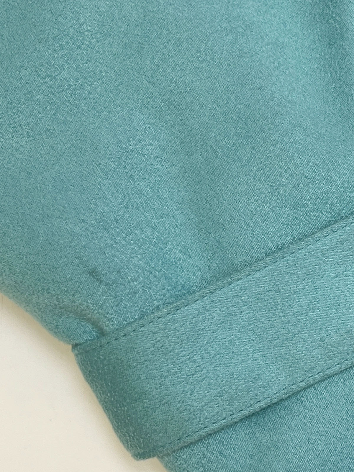 Logo Button Stand Collar Long Coat Turquoise Blue
