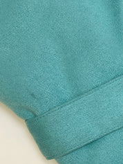 Logo Button Stand Collar Long Coat Turquoise Blue