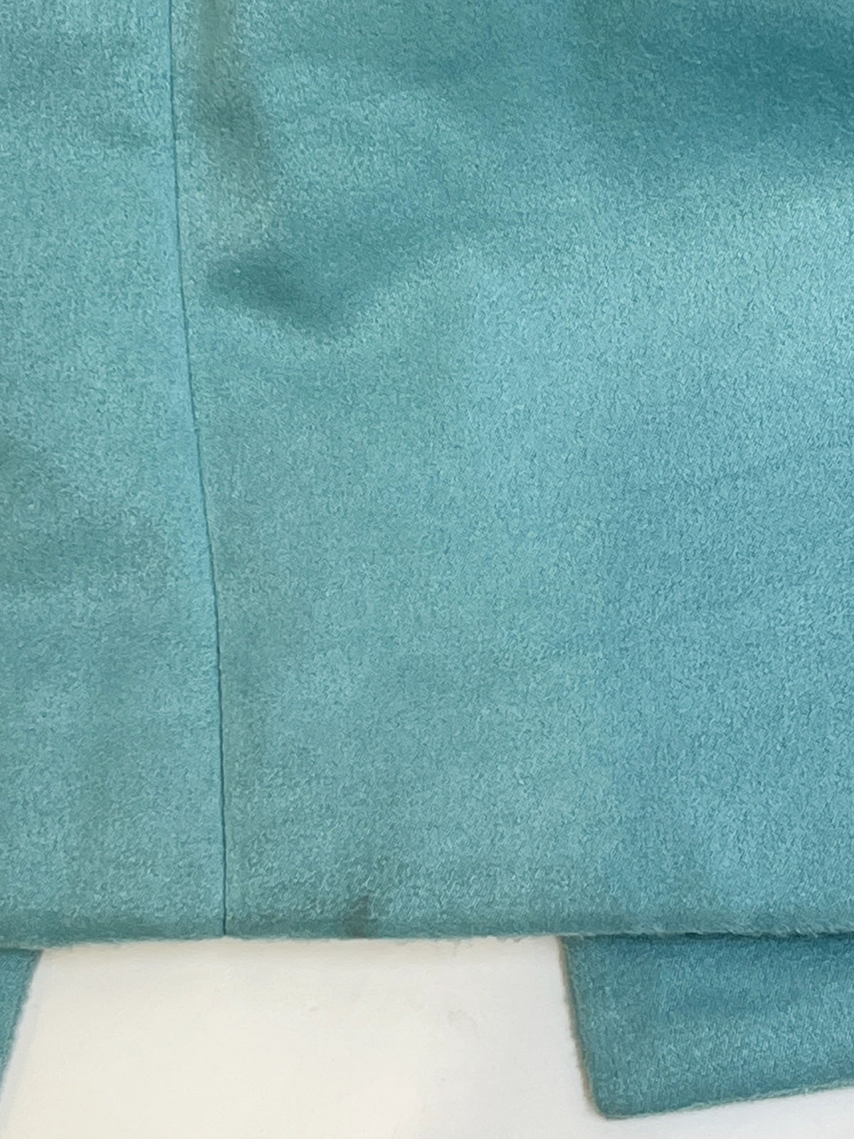 Logo Button Stand Collar Long Coat Turquoise Blue