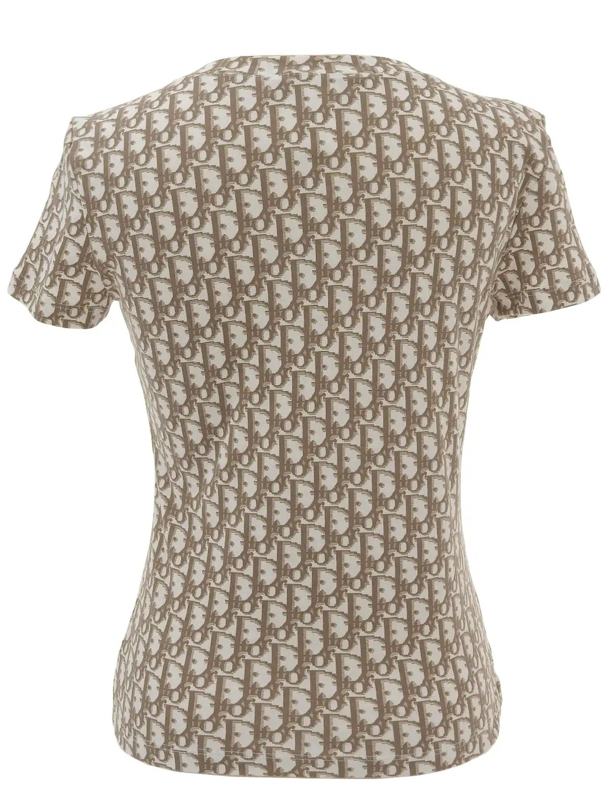 Flower Embroidered Trotter Logo Half Sleeve Top in Brown/White