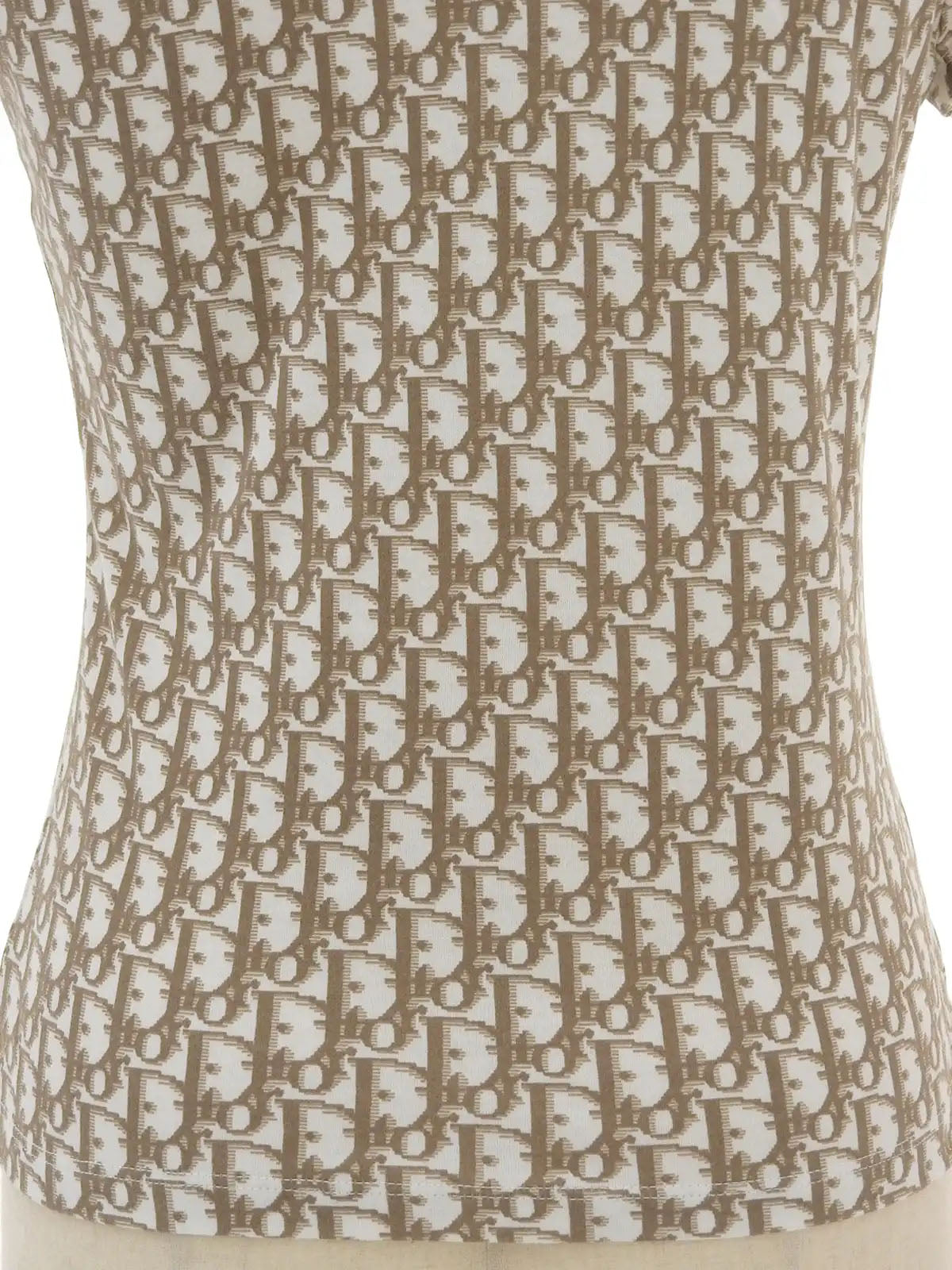 Flower Embroidered Trotter Logo Half Sleeve Top in Brown/White