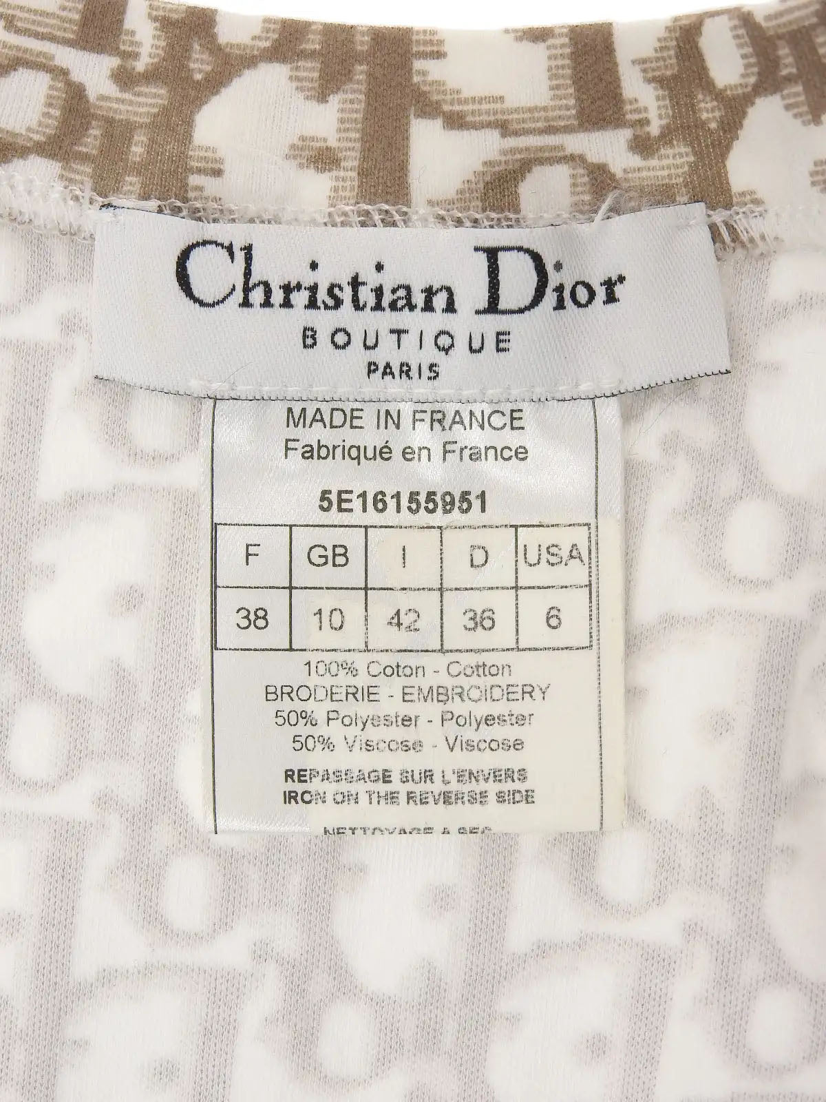 Flower Embroidered Trotter Logo Half Sleeve Top in Brown/White