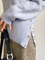 2004年製 カシミアCCマークボタンハイネックニットセーター ラベンダー