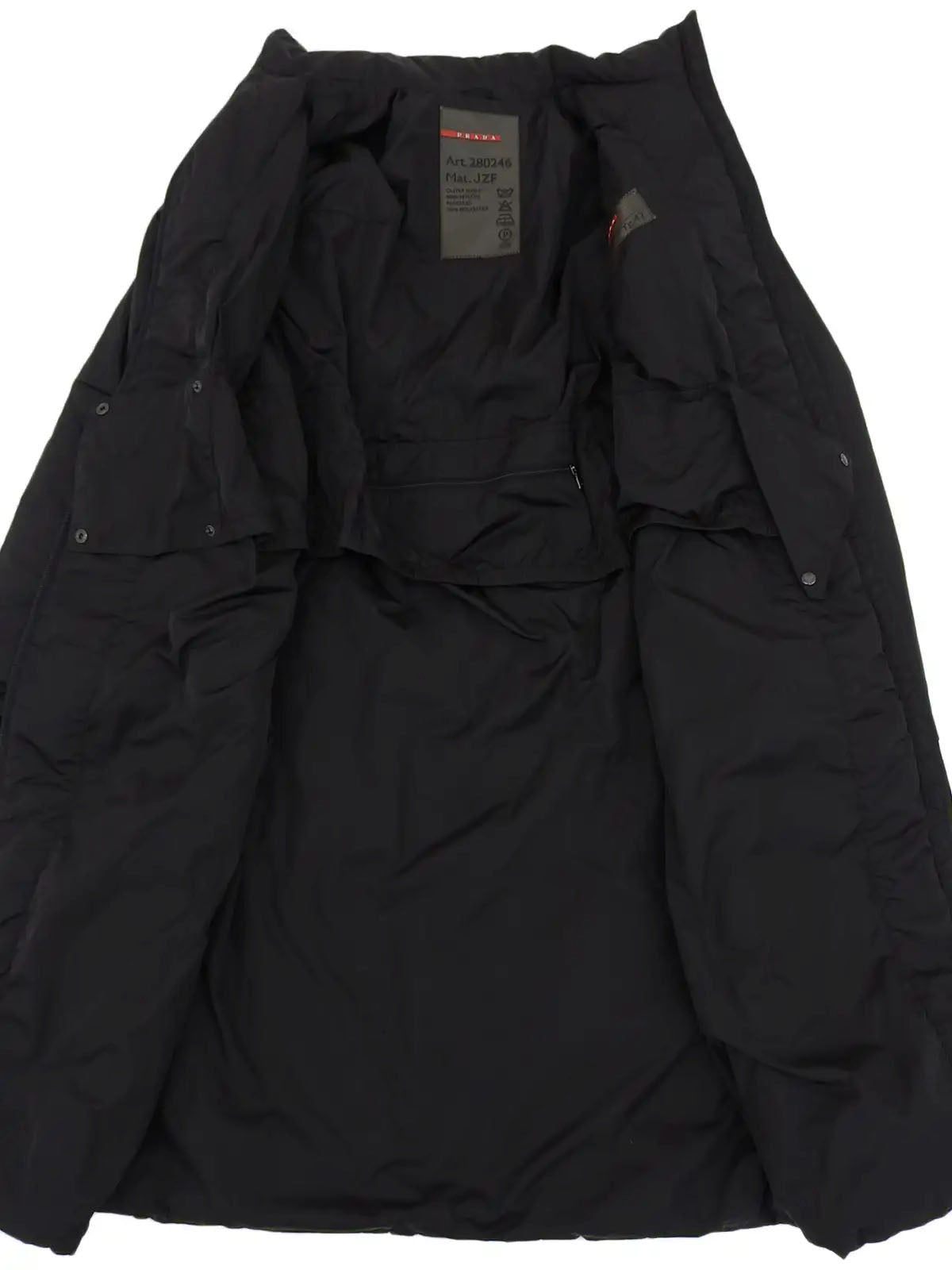 Logo Zip-Up Long Down Jacket in Black