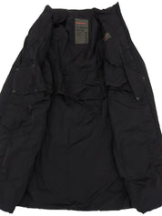 Logo Zip-Up Long Down Jacket in Black