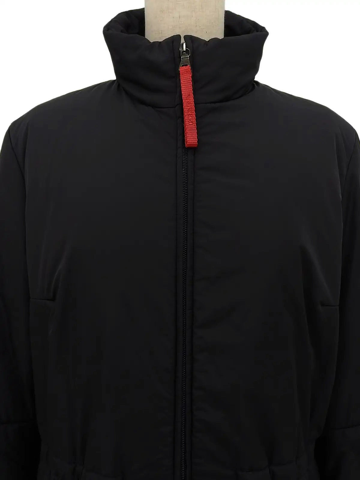 Logo Zip-Up Long Down Jacket in Black