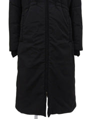 Logo Zip-Up Long Down Jacket in Black